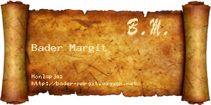 Bader Margit névjegykártya